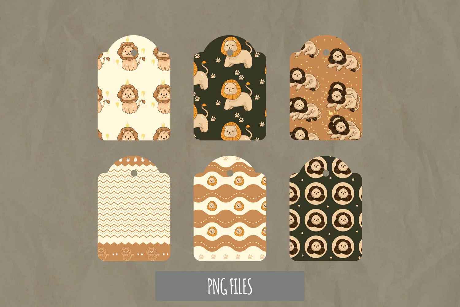 Cute Lion Seamless Pattern Shaped Tags product image 1