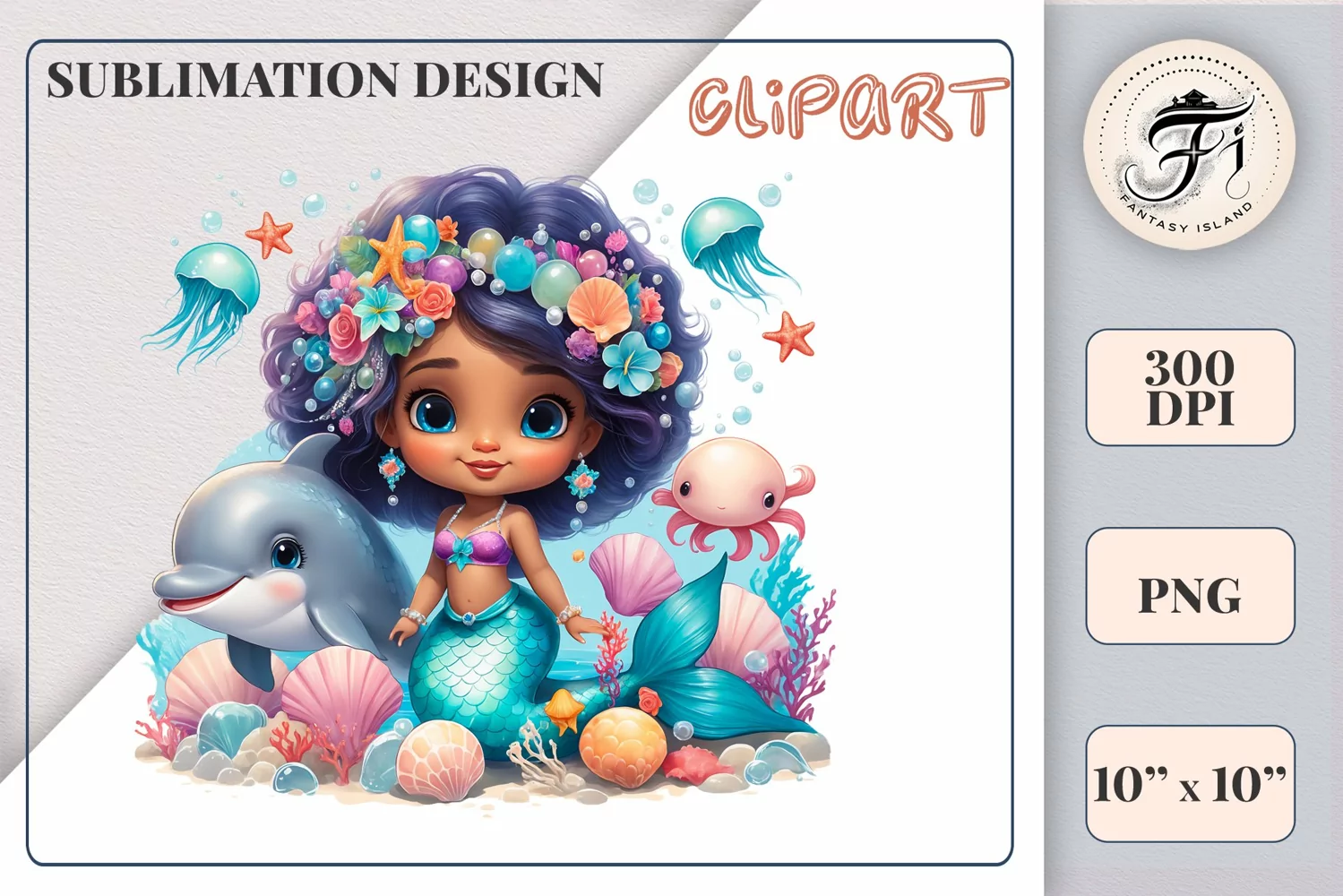 Explore our delightful mermaid watercolor clipart, perfect for invitations, greeting cards, scrapbooking, and seasonal crafts. Ideal for sublimation designs on transparent backgrounds, as well as birthday cards, T-shirt designs, children's prints and deco
