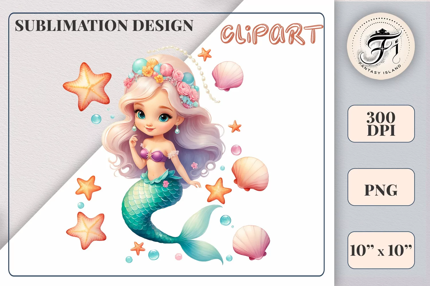 Explore our delightful mermaid watercolor clipart, perfect for invitations, greeting cards, scrapbooking, and seasonal crafts. Ideal for sublimation designs on transparent backgrounds, as well as birthday cards, T-shirt designs, children's prints and deco