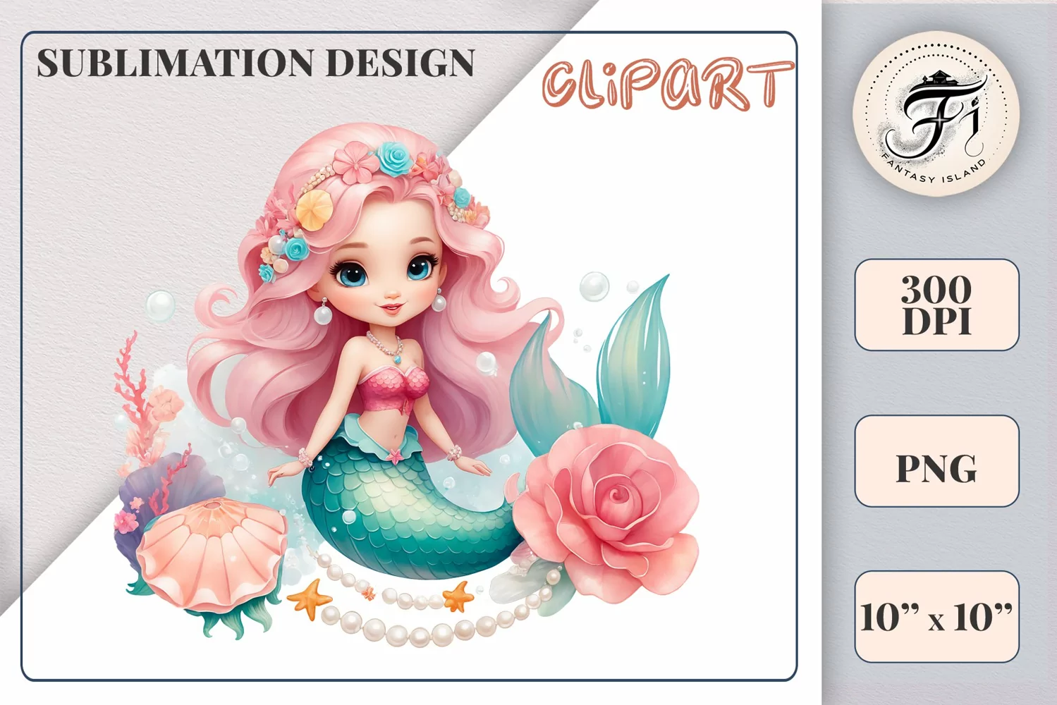 Explore our delightful mermaid watercolor clipart, perfect for invitations, greeting cards, scrapbooking, and seasonal crafts. Ideal for sublimation designs on transparent backgrounds, as well as birthday cards, T-shirt designs, children's prints and deco