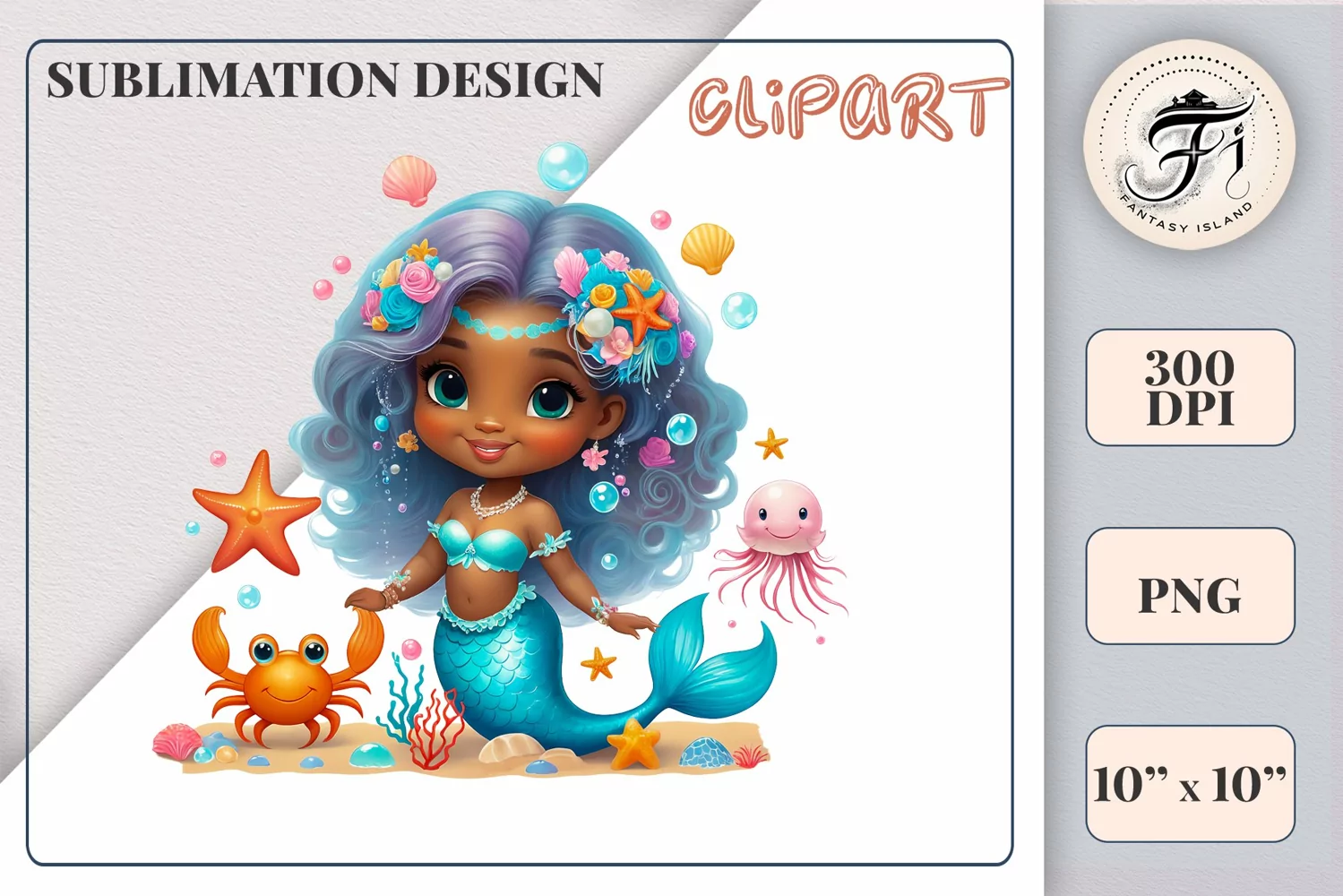 Explore our delightful mermaid watercolor clipart, perfect for invitations, greeting cards, scrapbooking, and seasonal crafts. Ideal for sublimation designs on transparent backgrounds, as well as birthday cards, T-shirt designs, children's prints and deco