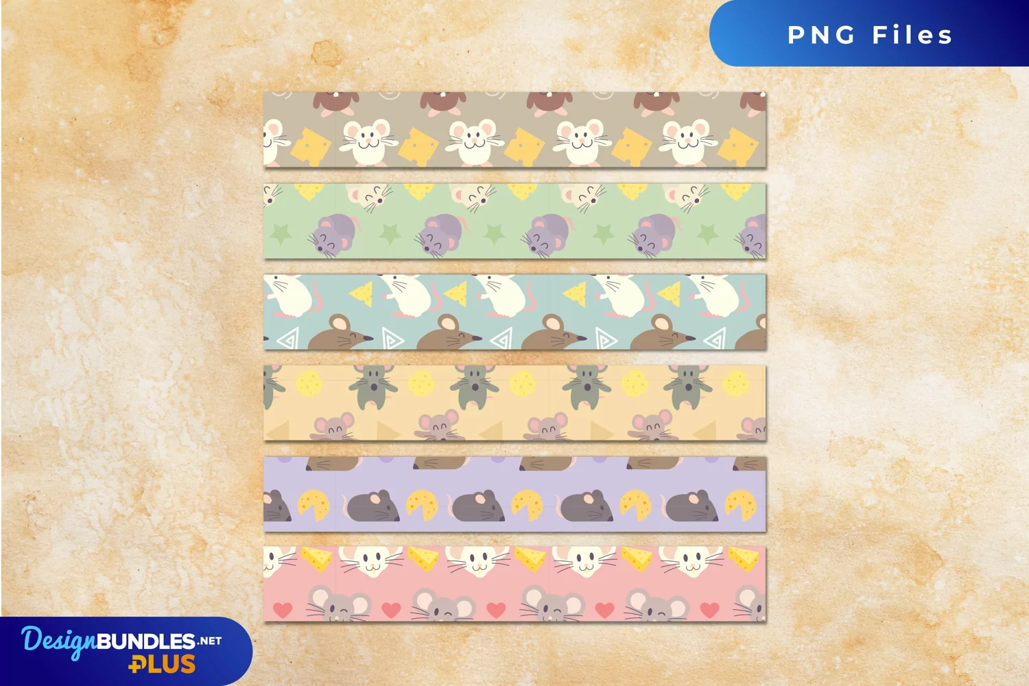 Cute Mouse with Vintage Color Seamless Pattern Stripe product image 1