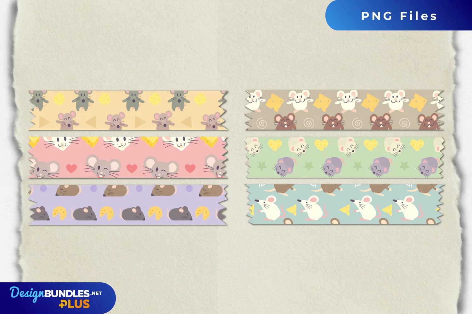 Cute Mouse with Vintage Color Seamless Pattern Tape product image 1