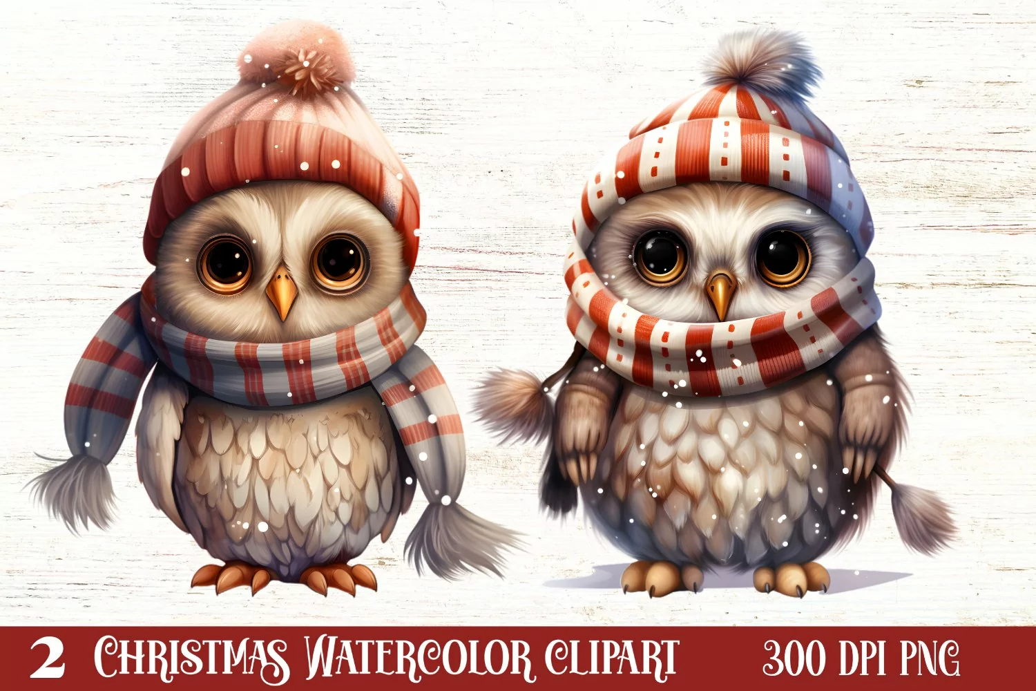 Cute Owl Christmas Sublimation Clipart, Christmas PNG product image 1