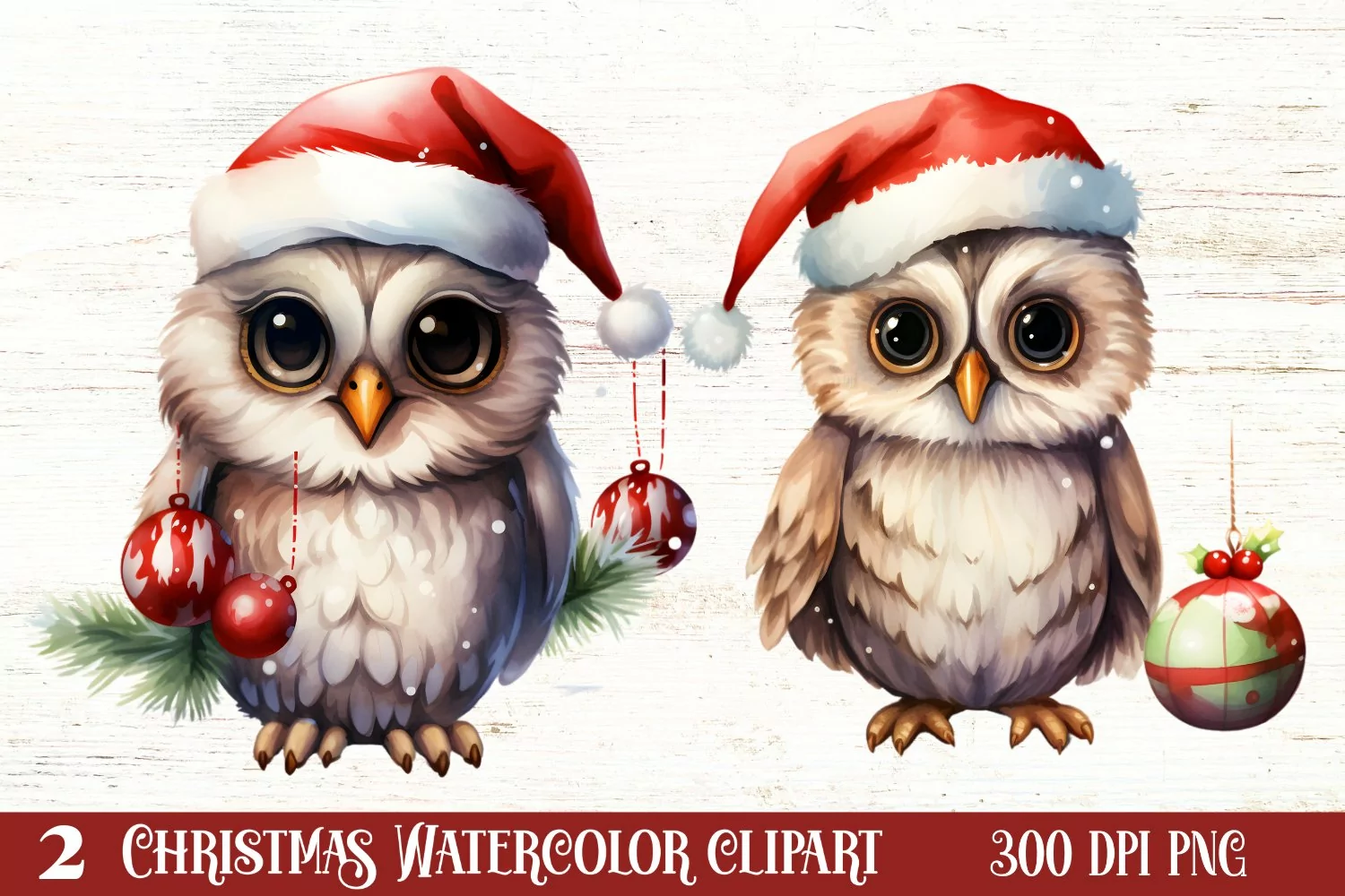 Cute Owl Christmas Sublimation Clipart, Christmas PNG product image 1