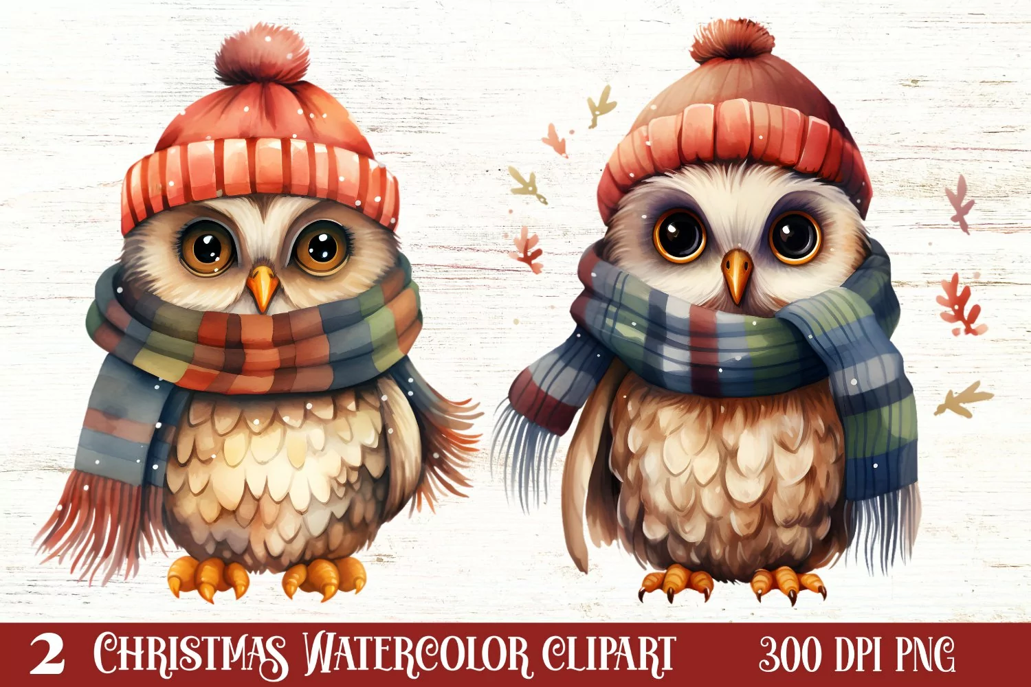 Cute Owl Christmas Sublimation Clipart, Christmas PNG product image 1