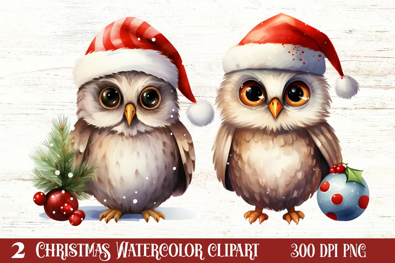 Cute Owl Christmas Sublimation Clipart, Christmas PNG product image 1