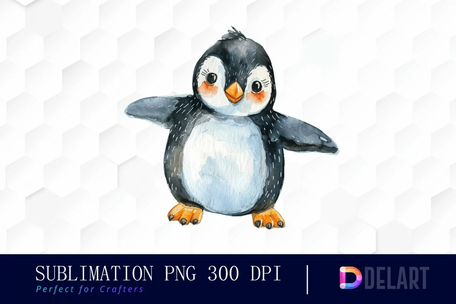 Cute Penguin Watercolor Clipart product image 1