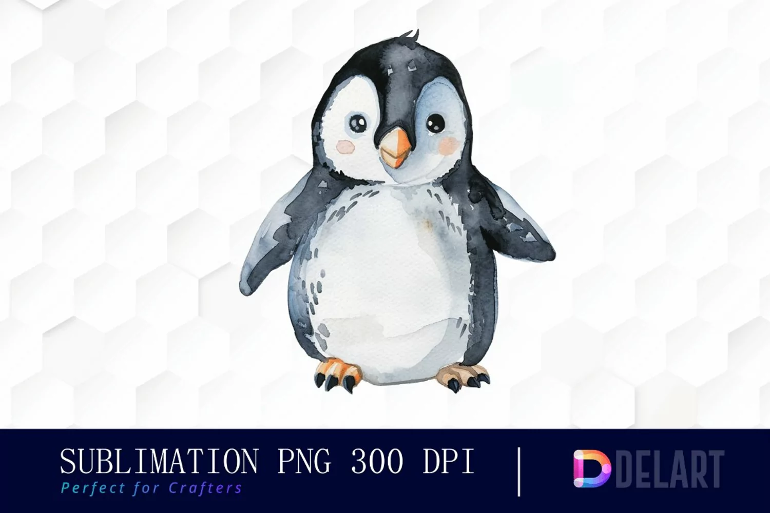 Cute Penguin Watercolor Clipart product image 1