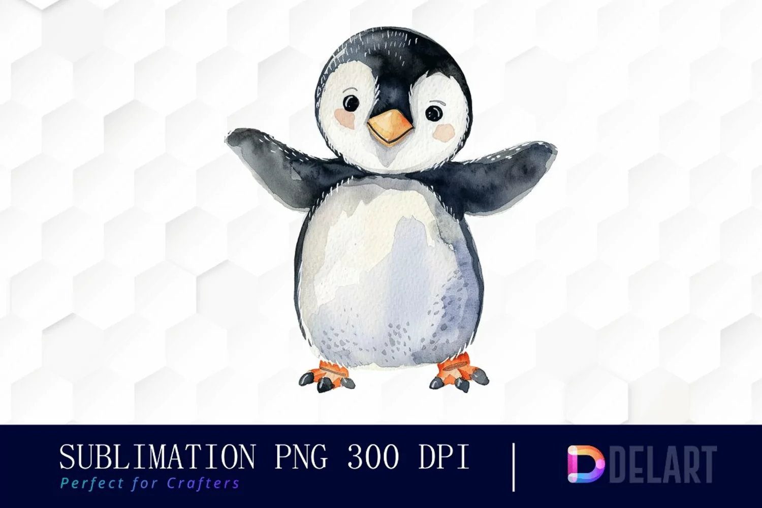Cute Penguin Watercolor Clipart product image 1