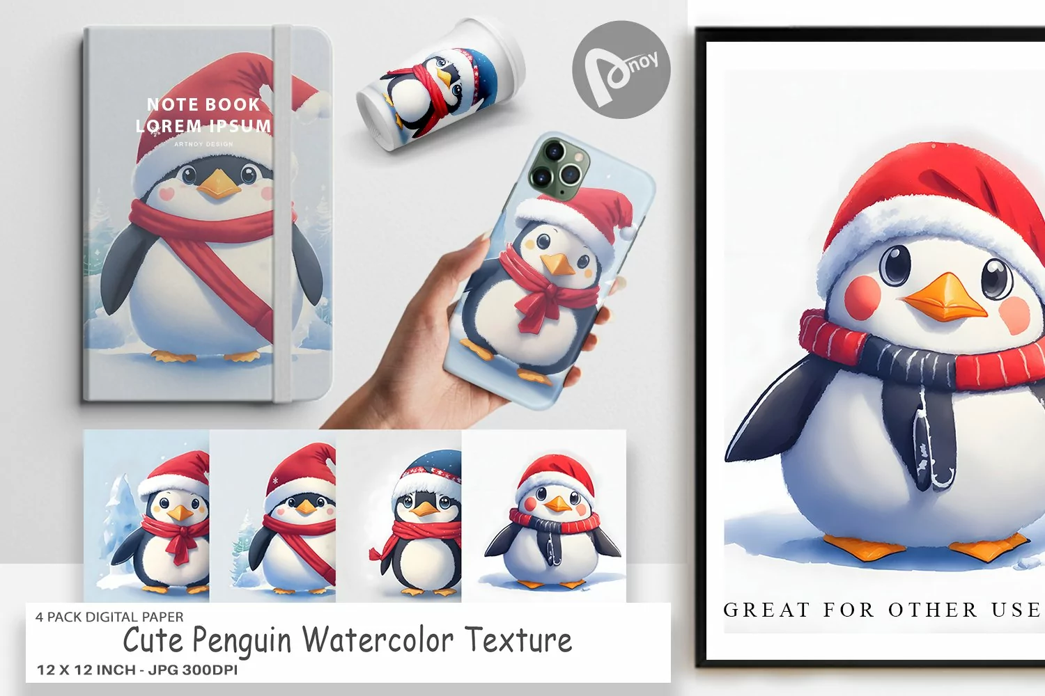 Digital Paper Cute Penguin Watercolor product image 1
