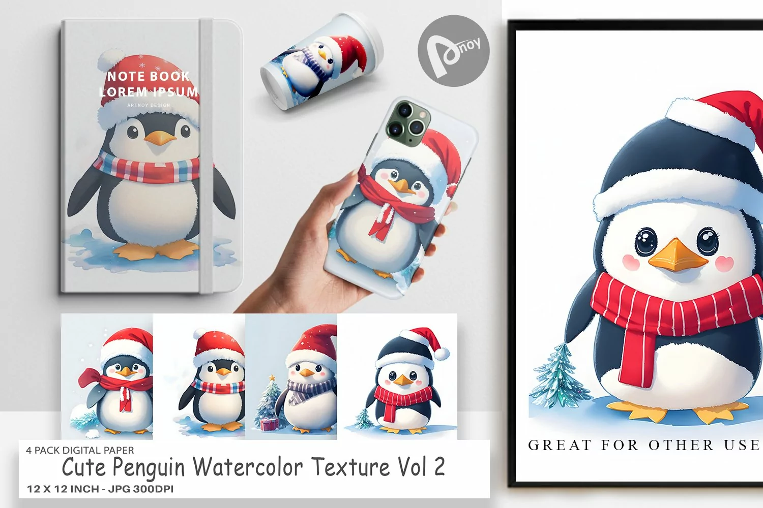 Digital Paper Cute Penguin Watercolor product image 1