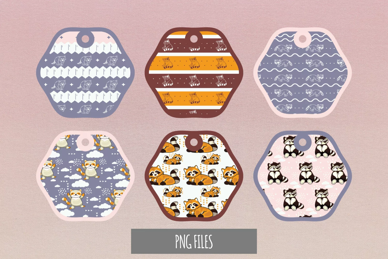 Cute Racoon Seamless Pattern Shaped Tags product image 1