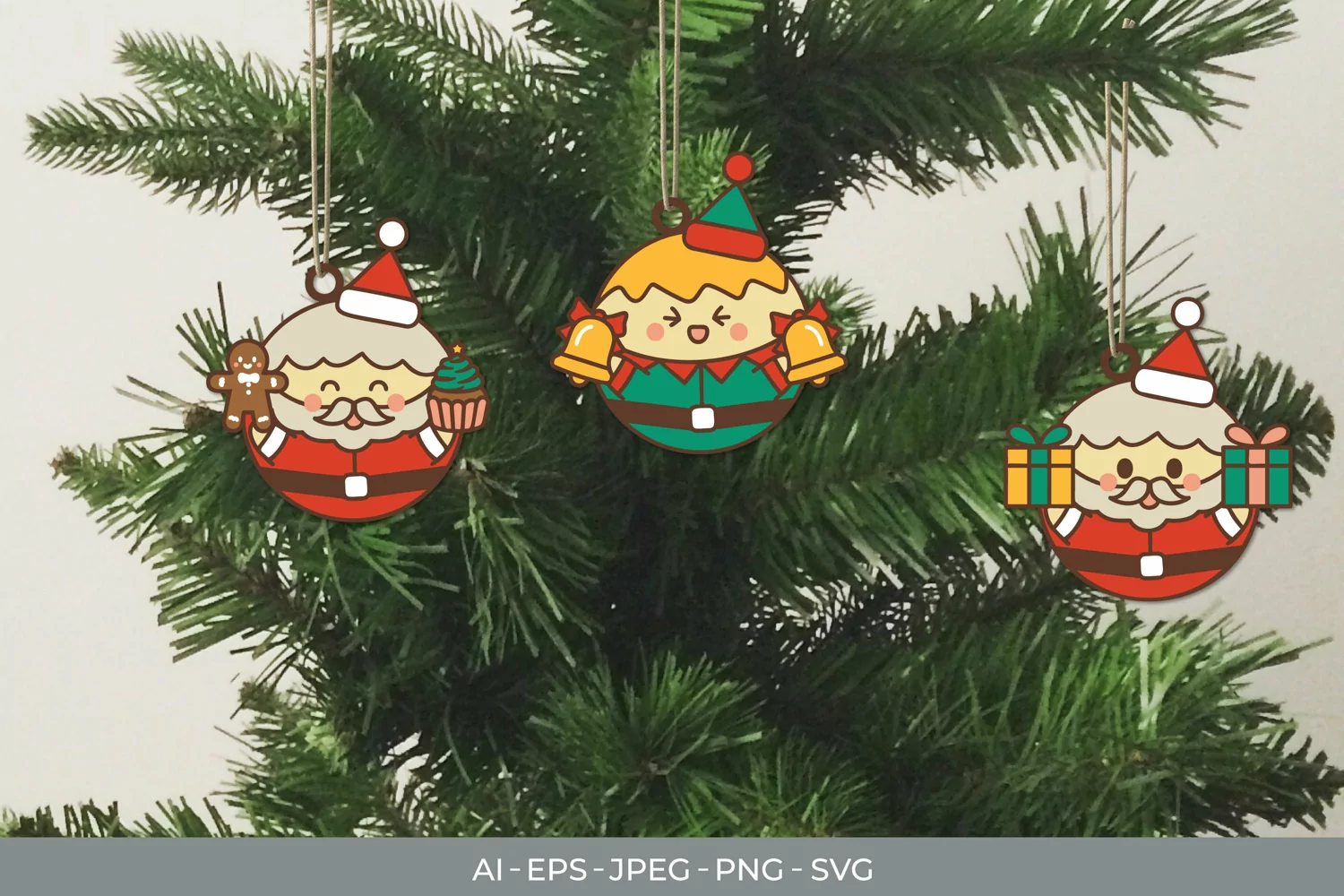 Cute Santa and Elf, Christmas Tree Decoration Set product image 1