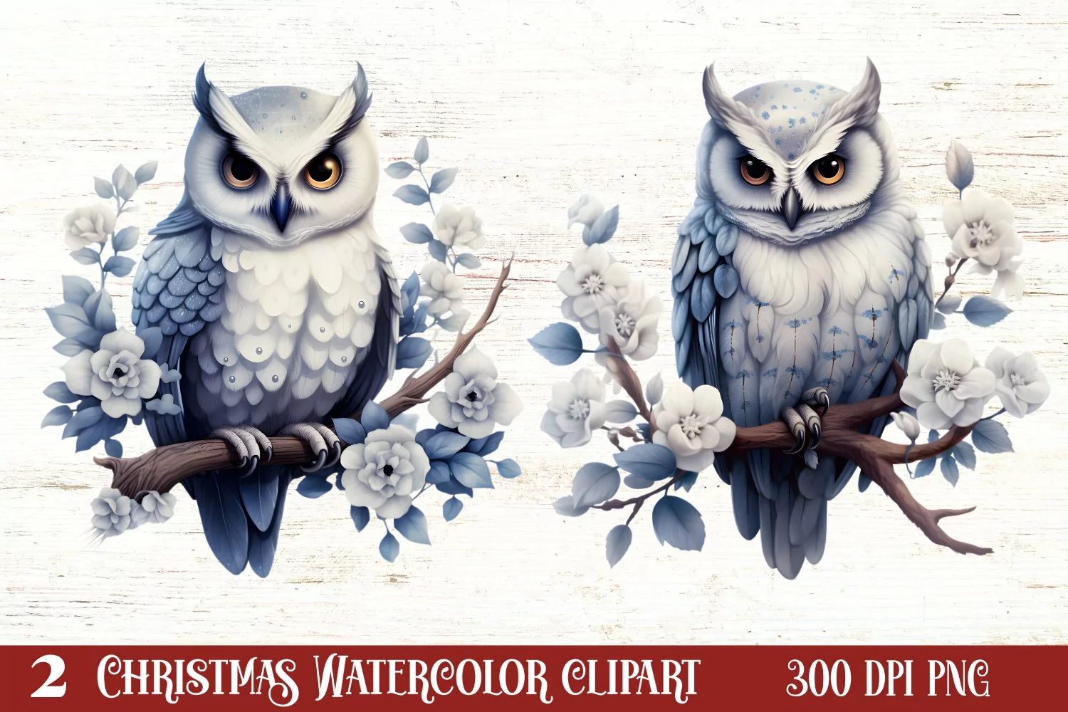 Cute Silver Christmas Watercolor Clipart, Christmas SVG product image 1