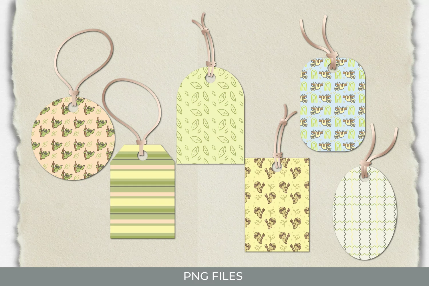 Cute Sloth Seamless Pattern Shaped Tags product image 1
