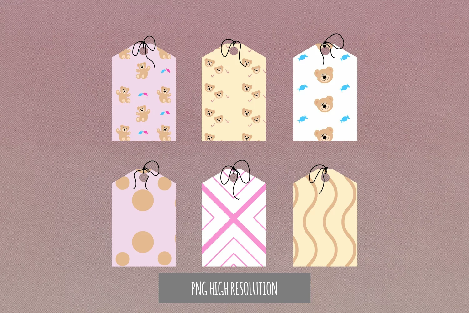 Cute Teddy Bear Patterned Shaped Tags product image 1