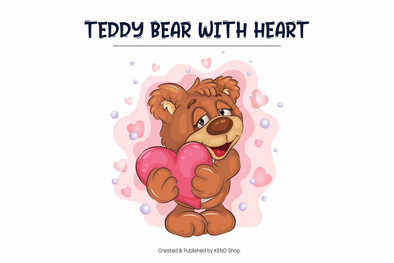 Cute Teddy Bear with Heart. T-Shirt, PNG, SVG. product image 1