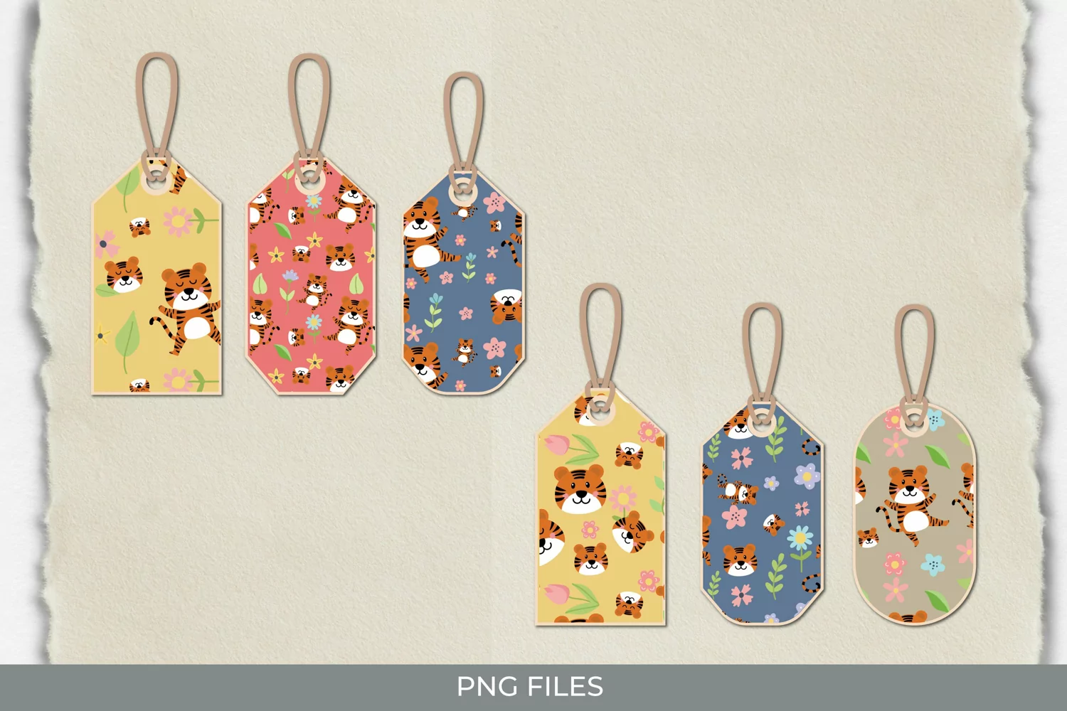 Cute Tiger Seamless Pattern Shaped Tags product image 1