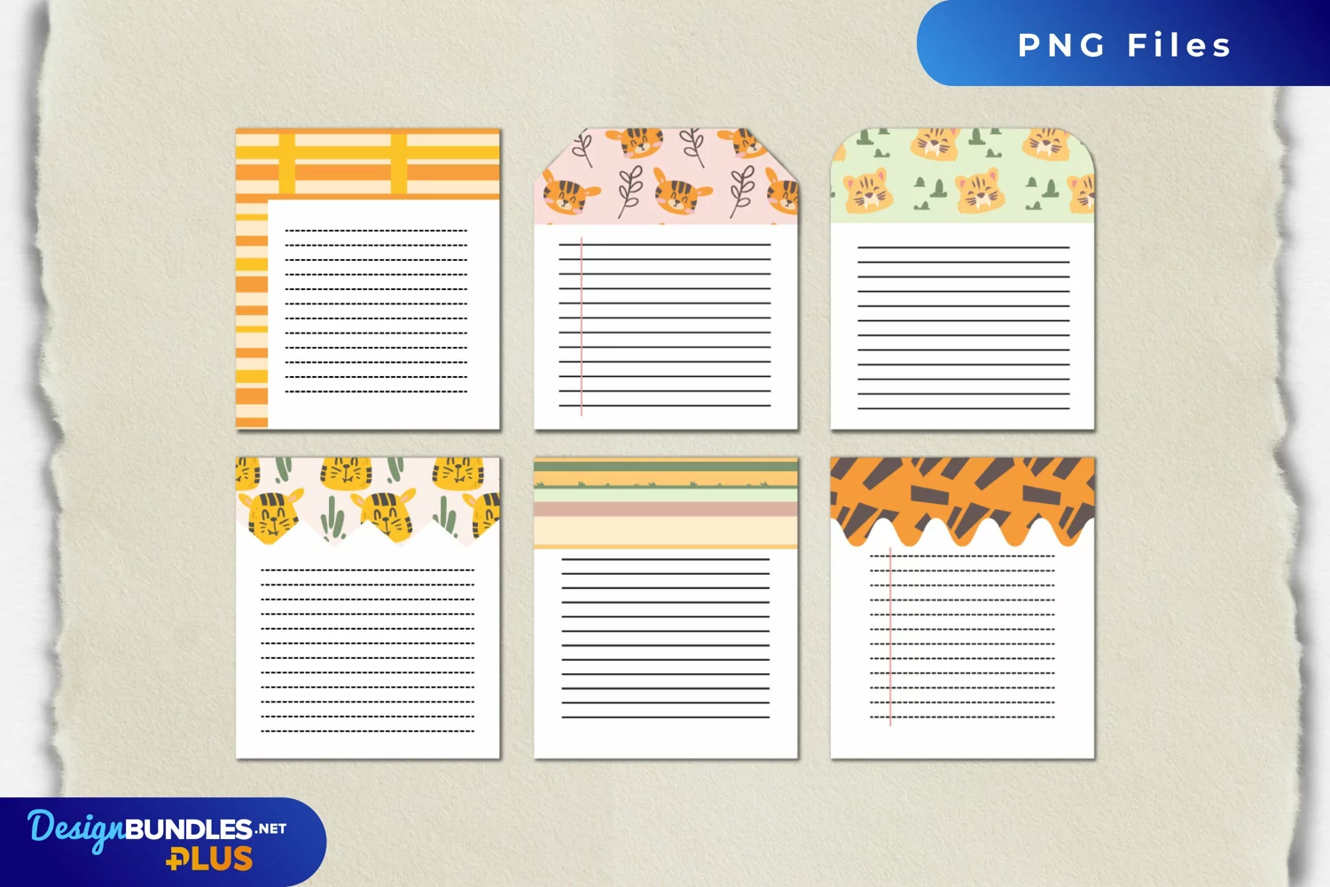Cute Tiger Vintage Color Shaped Journaling Pages product image 1
