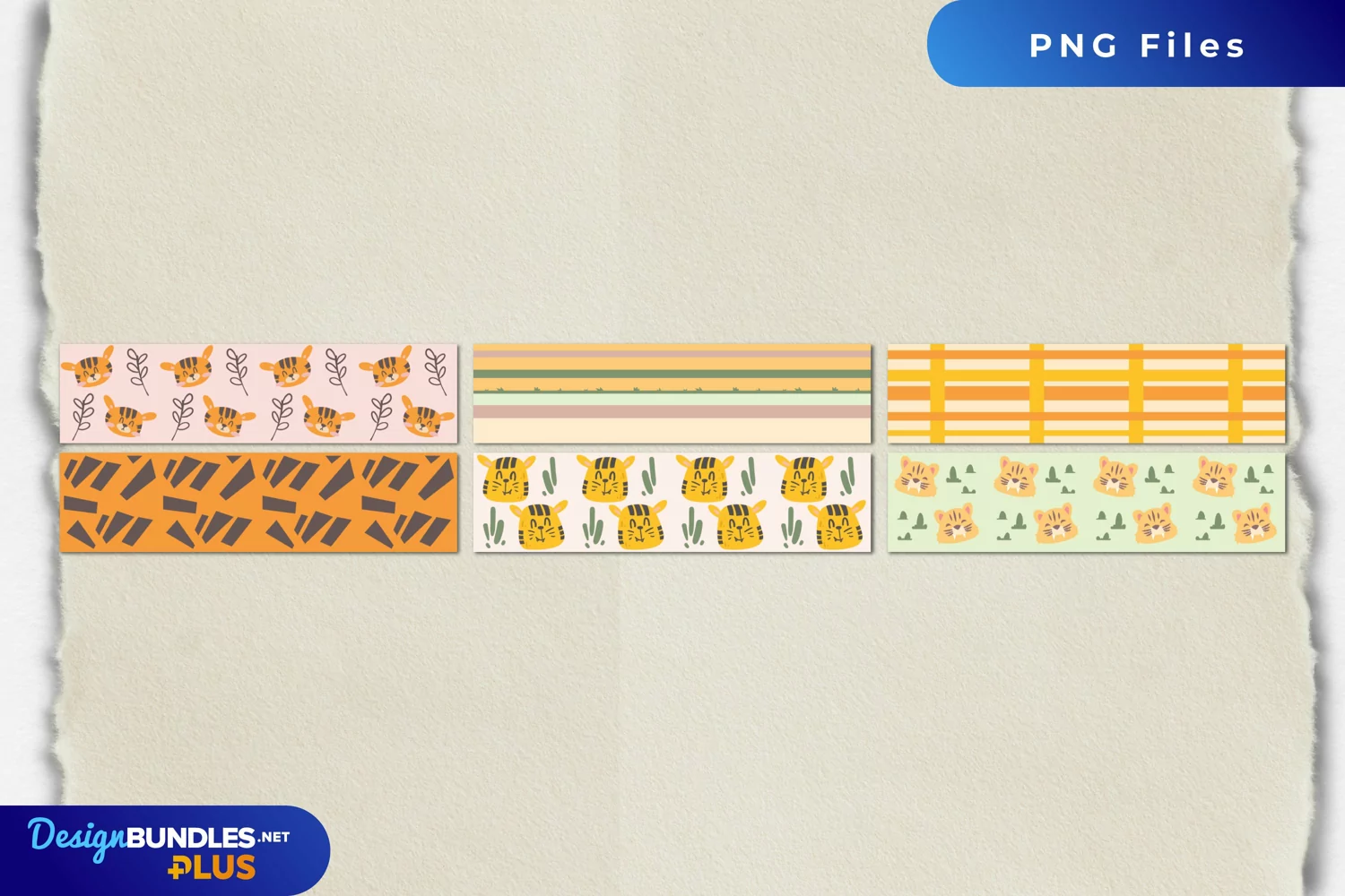 Cute Tiger Vintage Color Seamless Pattern Strips product image 1
