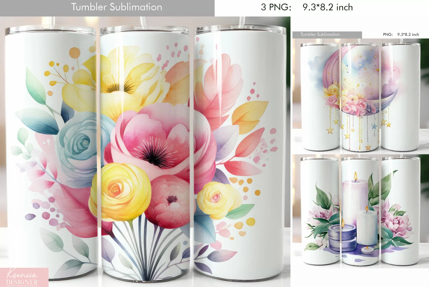 Cute Pastel Watercolor Tumbler Design product image 1