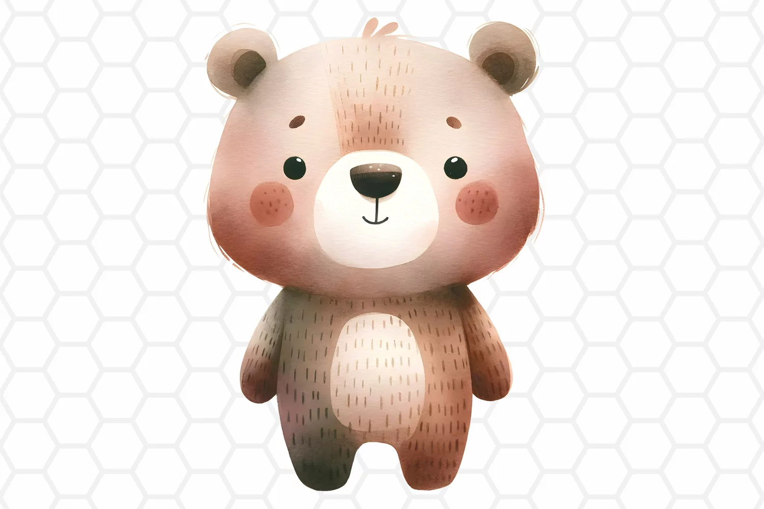 Cute Watercolor Bear Clipart Bear PNG Design