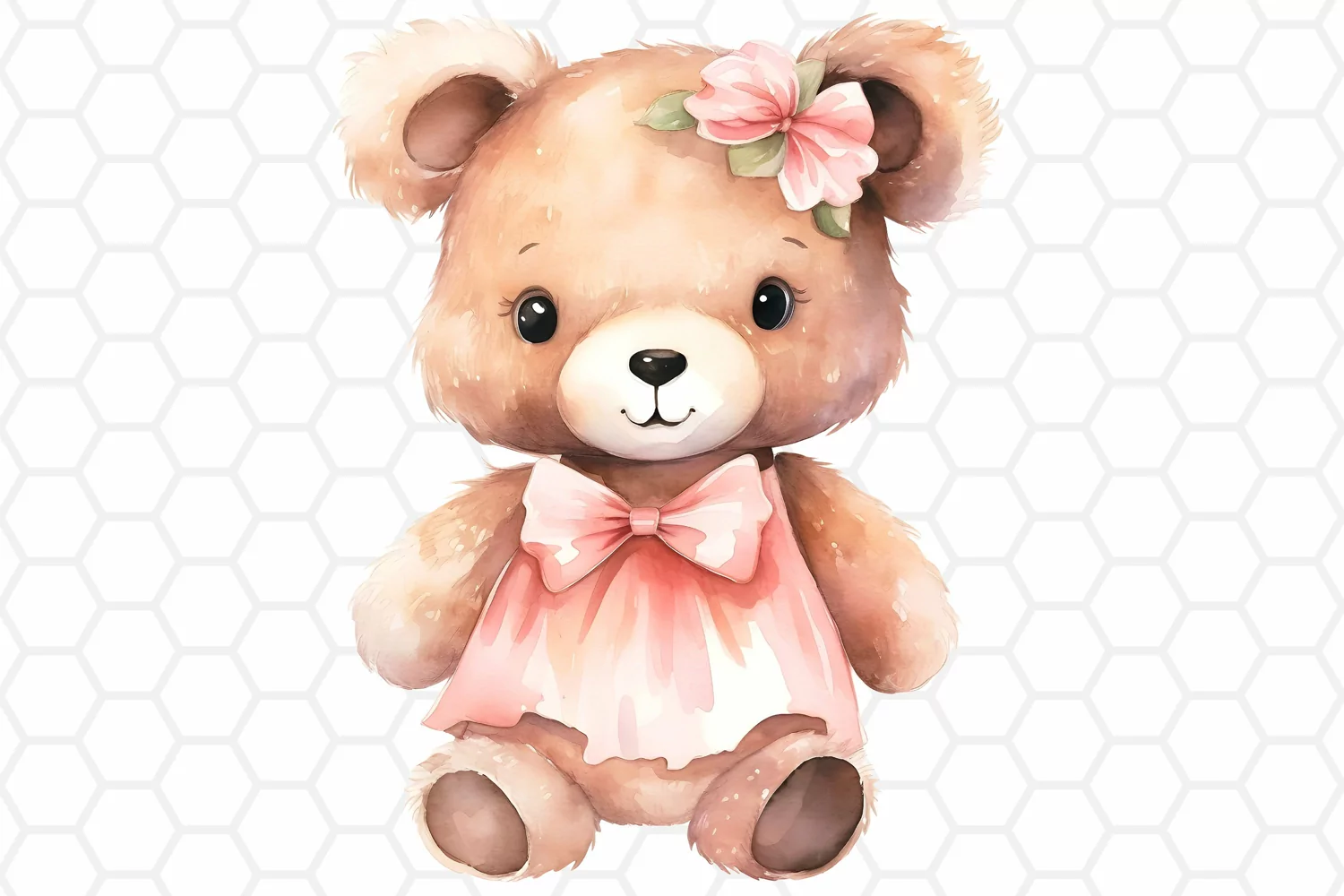 Cute Watercolor Bear Nursery Clipart