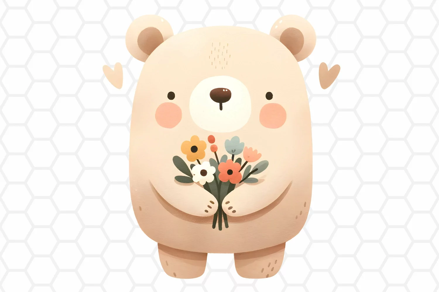 Cute Watercolor Bear Nursery Clipart Sublimation