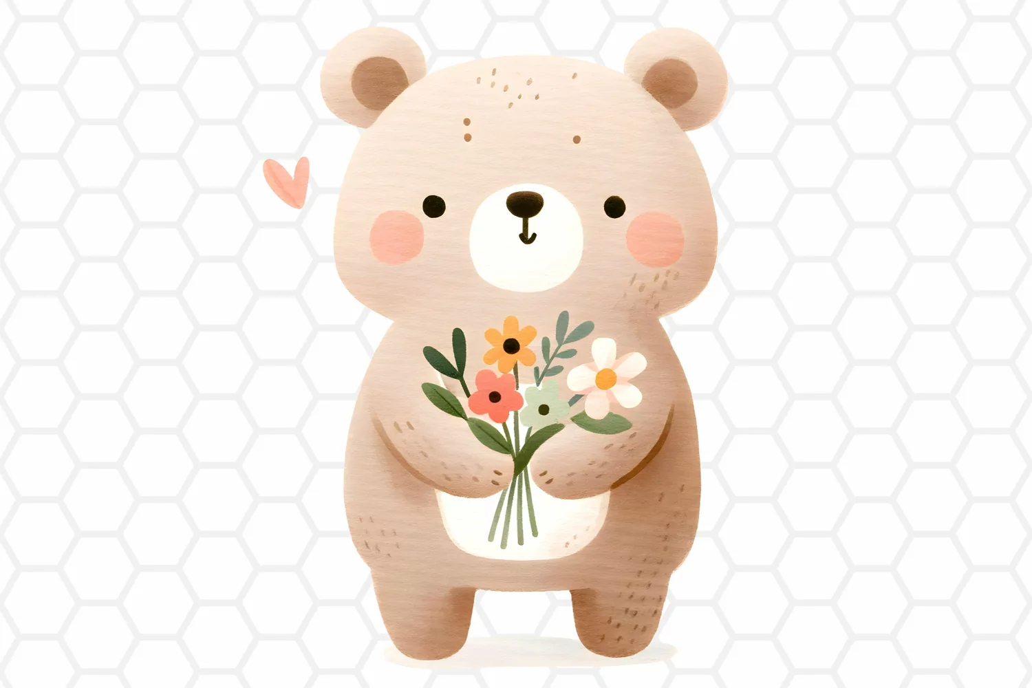Cute Watercolor Bear Nursery Clipart Sublimation
