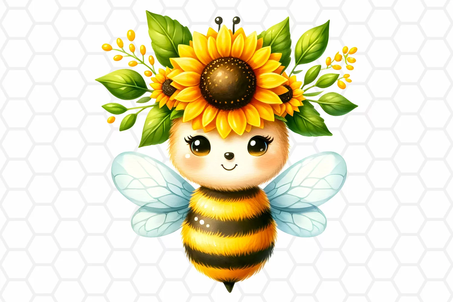 Cute Watercolor Bee Clipart Honeybee Sublimation