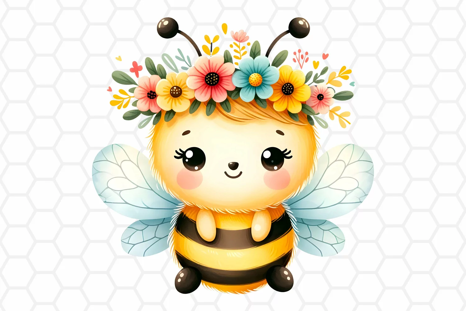 Cute Watercolor Bee Clipart Honeybee Sublimation PNG