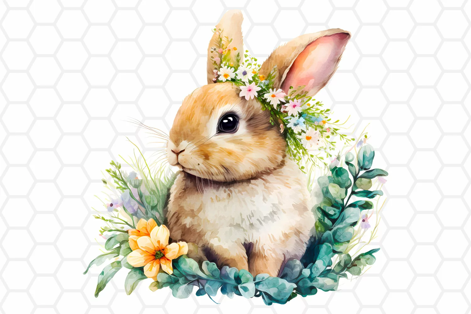 Cute Watercolor Easter Bunny Clipart Sublimation