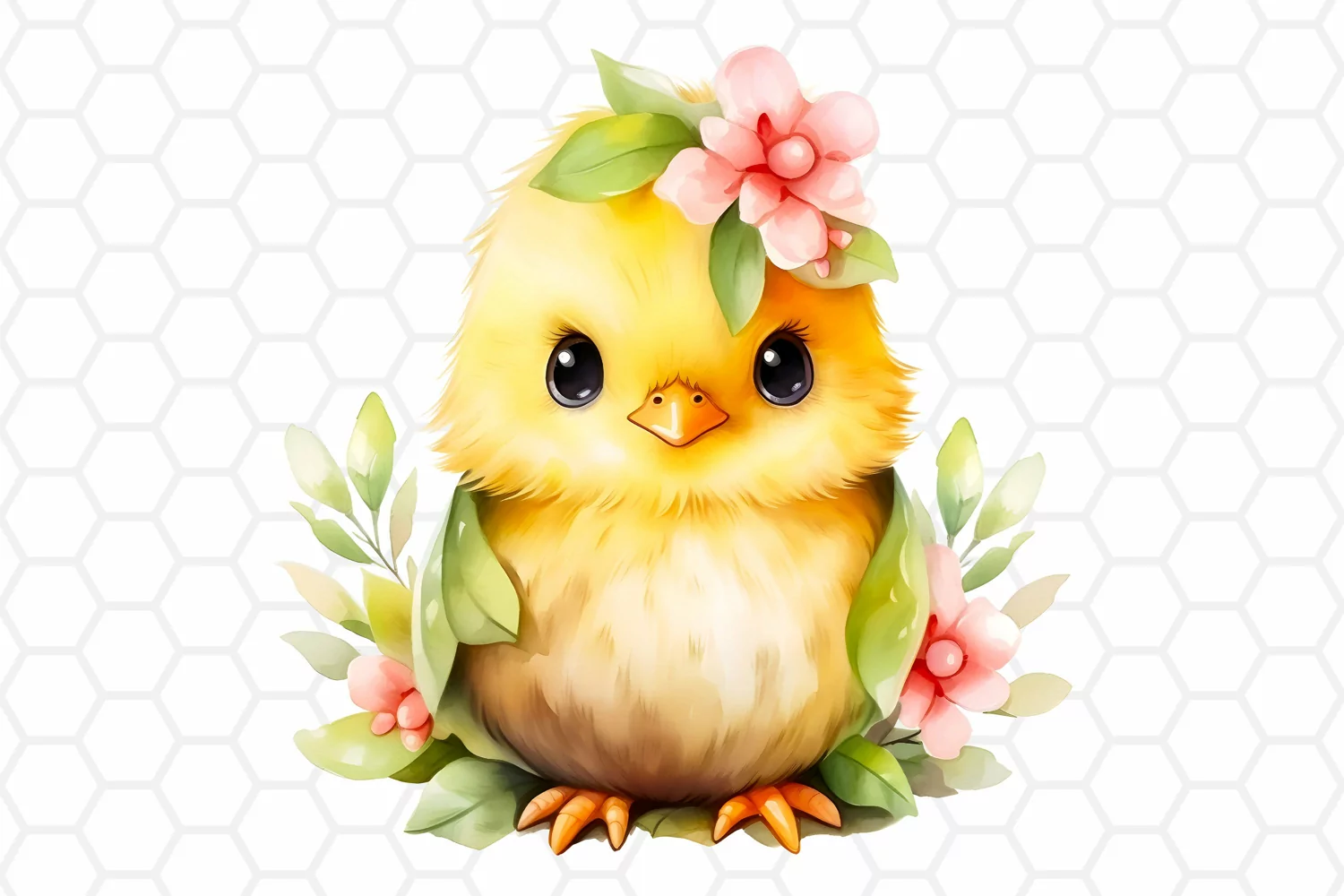 Cute Watercolor Easter Chick Sublimation Clipart