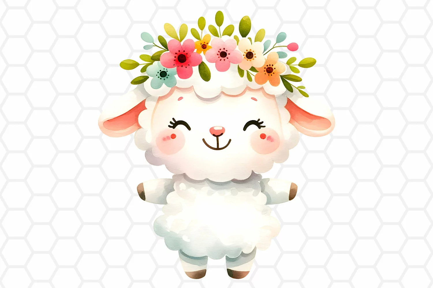 Cute Watercolor Easter Lamb Clipart Sublimation PNG