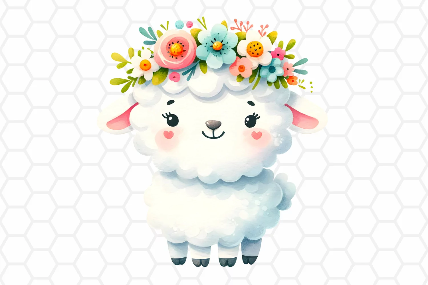 Cute Watercolor Easter Lamb Clipart Sublimation PNG