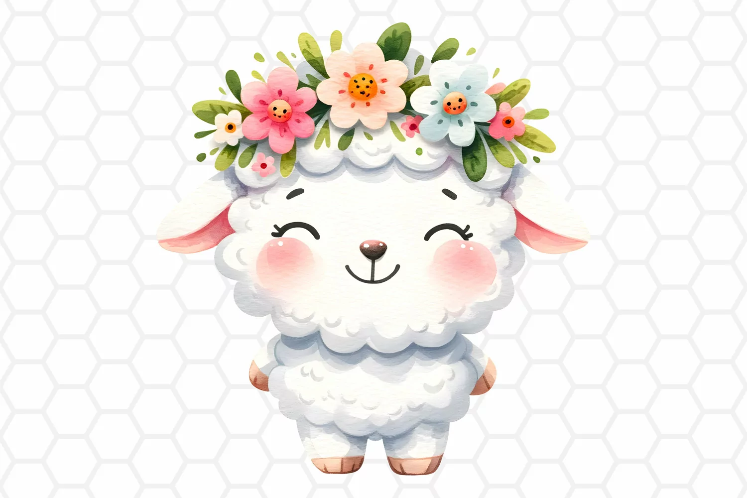 Cute Watercolor Easter Lamb Clipart Sublimation PNG