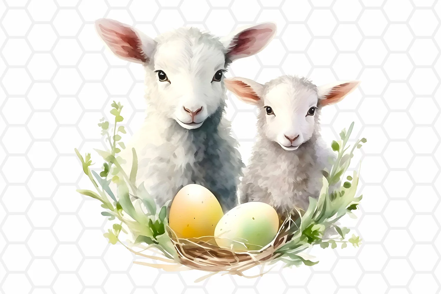 Cute Watercolor Easter Lamb Sublimation Clipart
