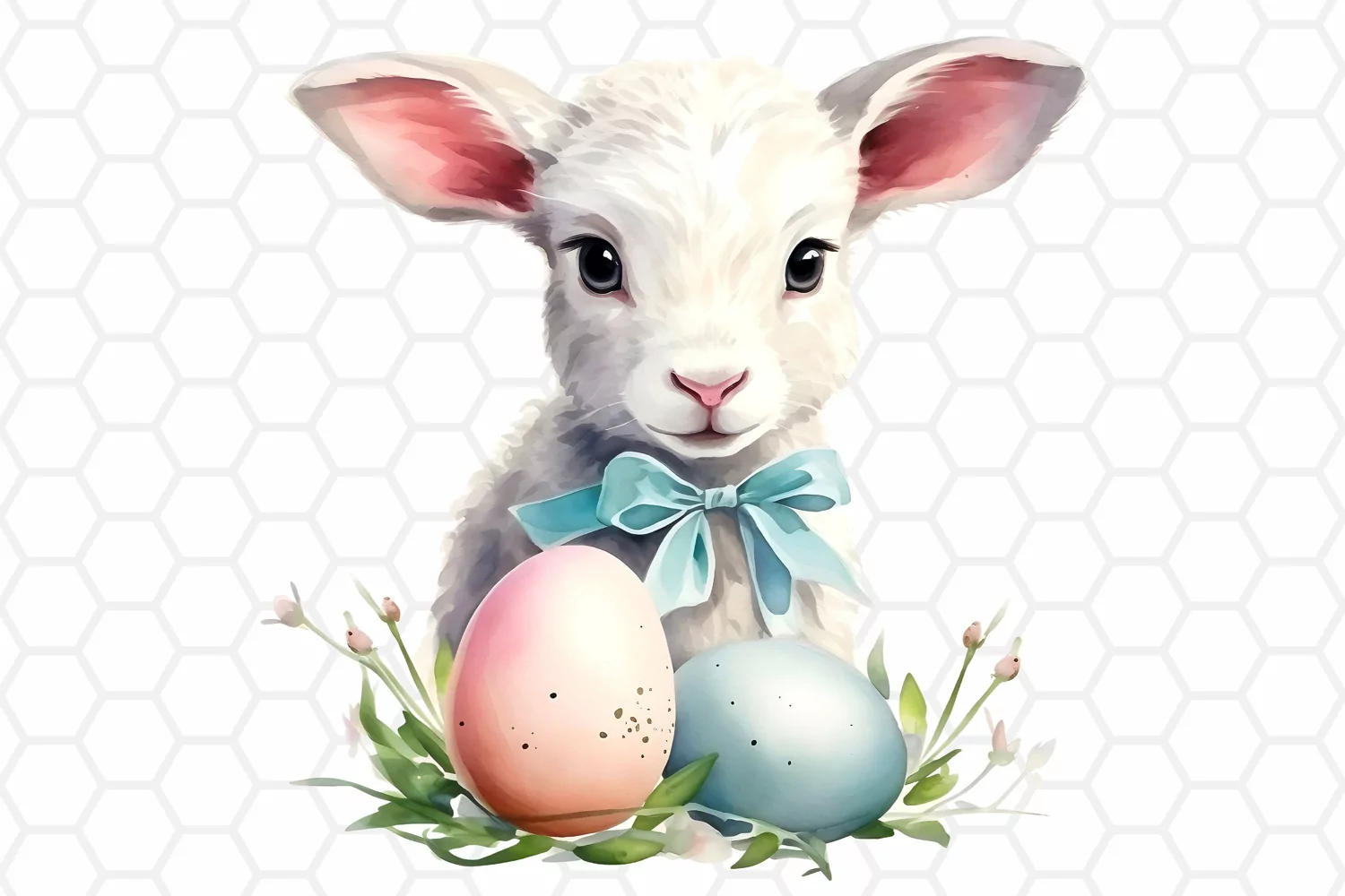 Cute Watercolor Easter Lamb Sublimation Clipart