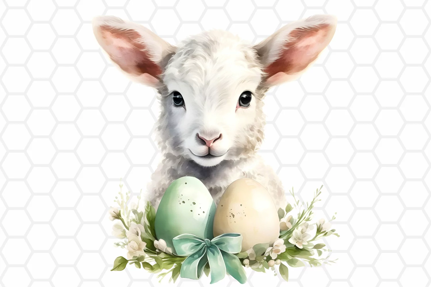 Cute Watercolor Easter Lamb Sublimation Clipart