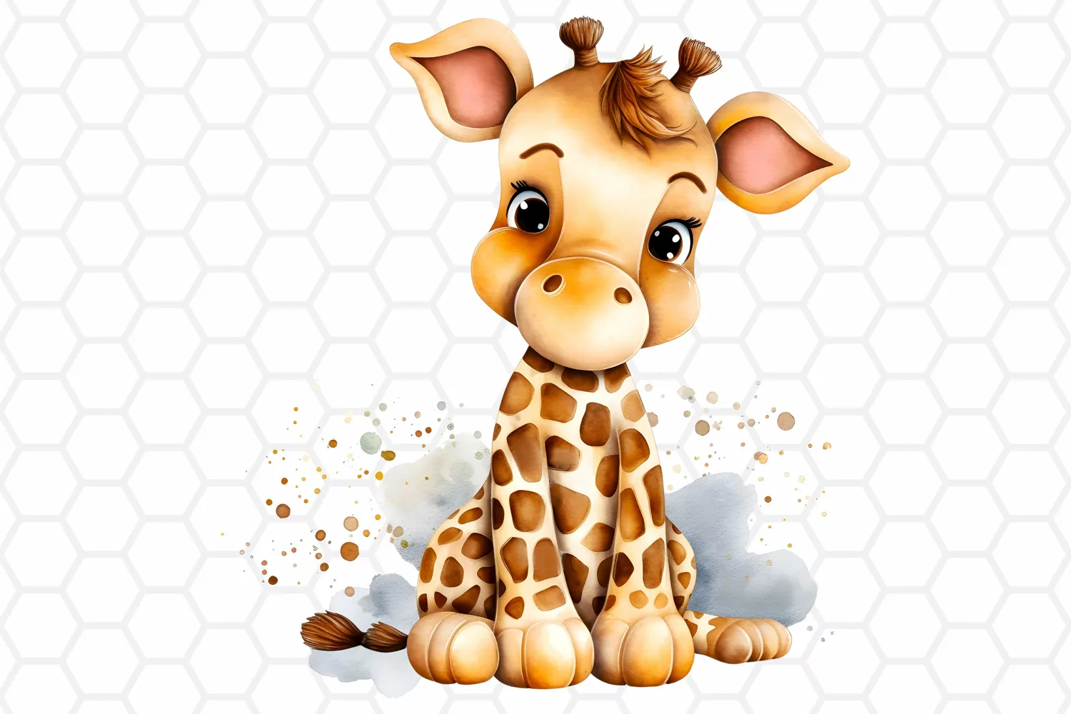 Cute Watercolor Giraffe Nursery Clipart