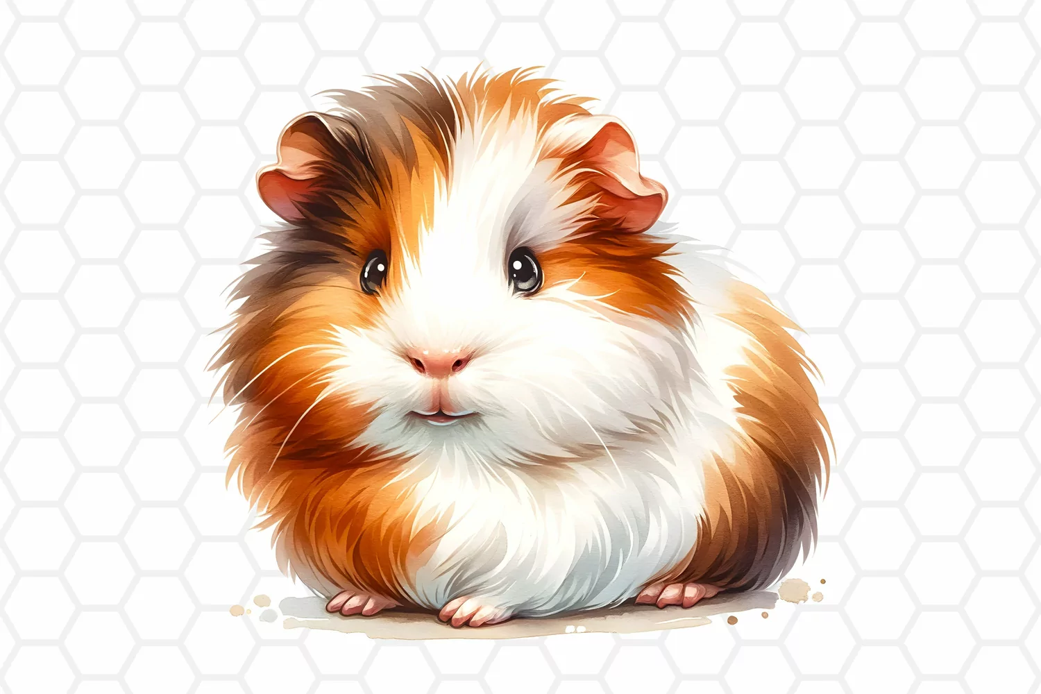 Cute Watercolor Guineapig Clipart Sublimation