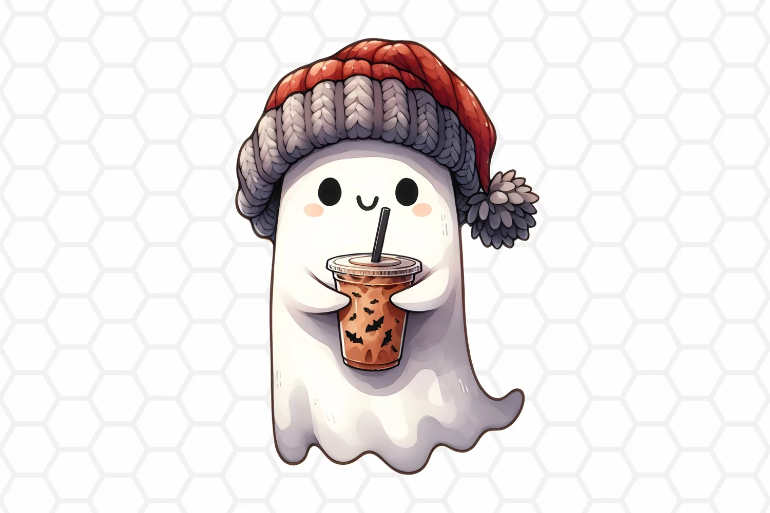 Cute Watercolor Halloween Ghost Clipart Sublimation PNG