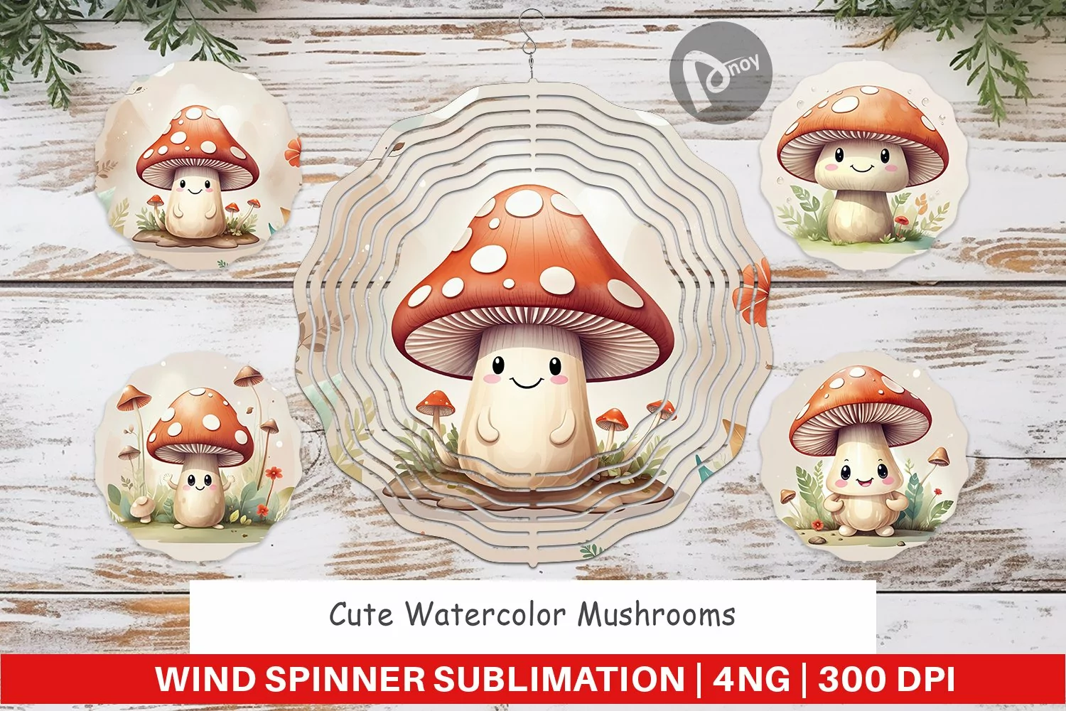 Wind Spinner Watercolor Mushrooms product image 1