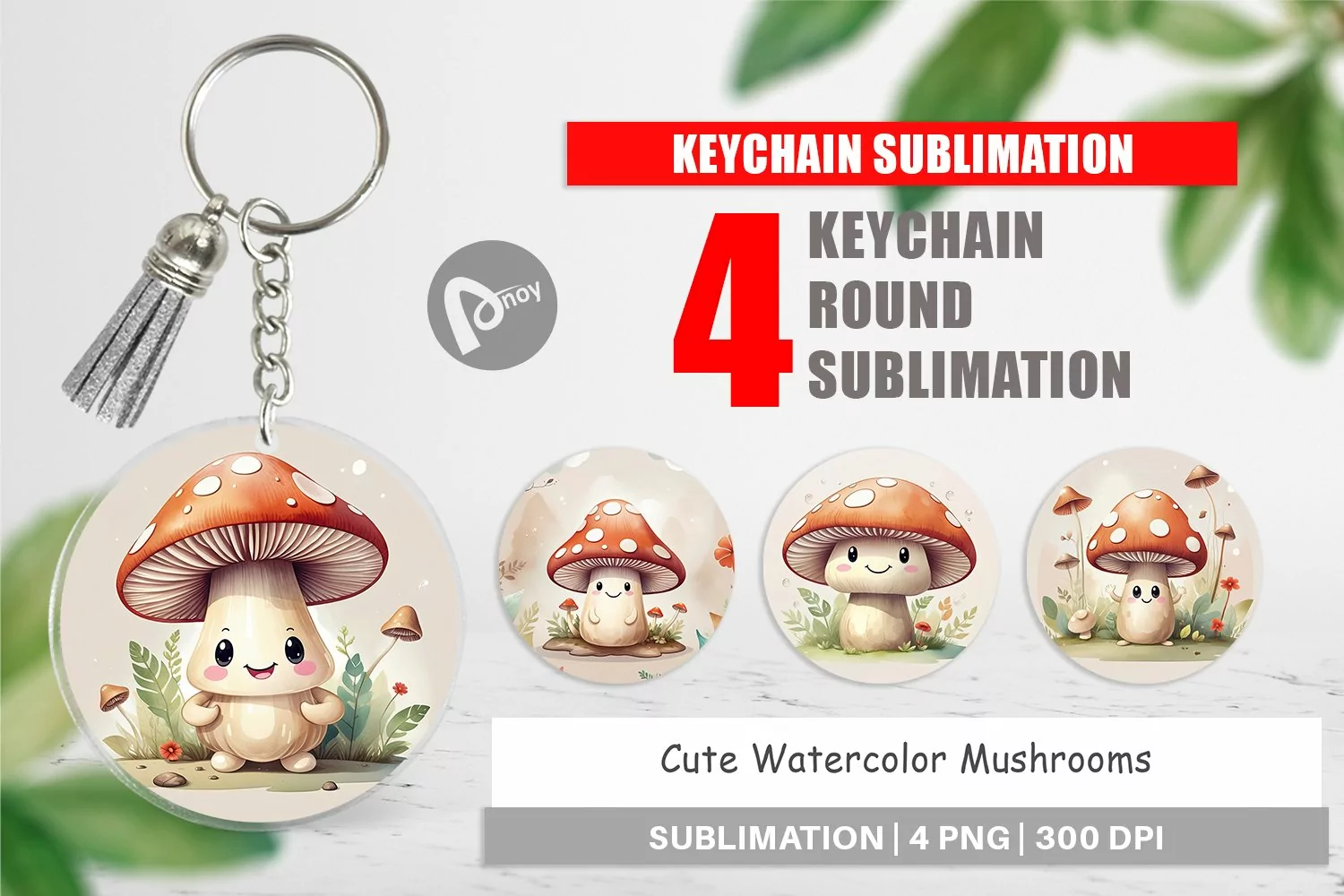 Keychain Watercolor Mushrooms product image 1
