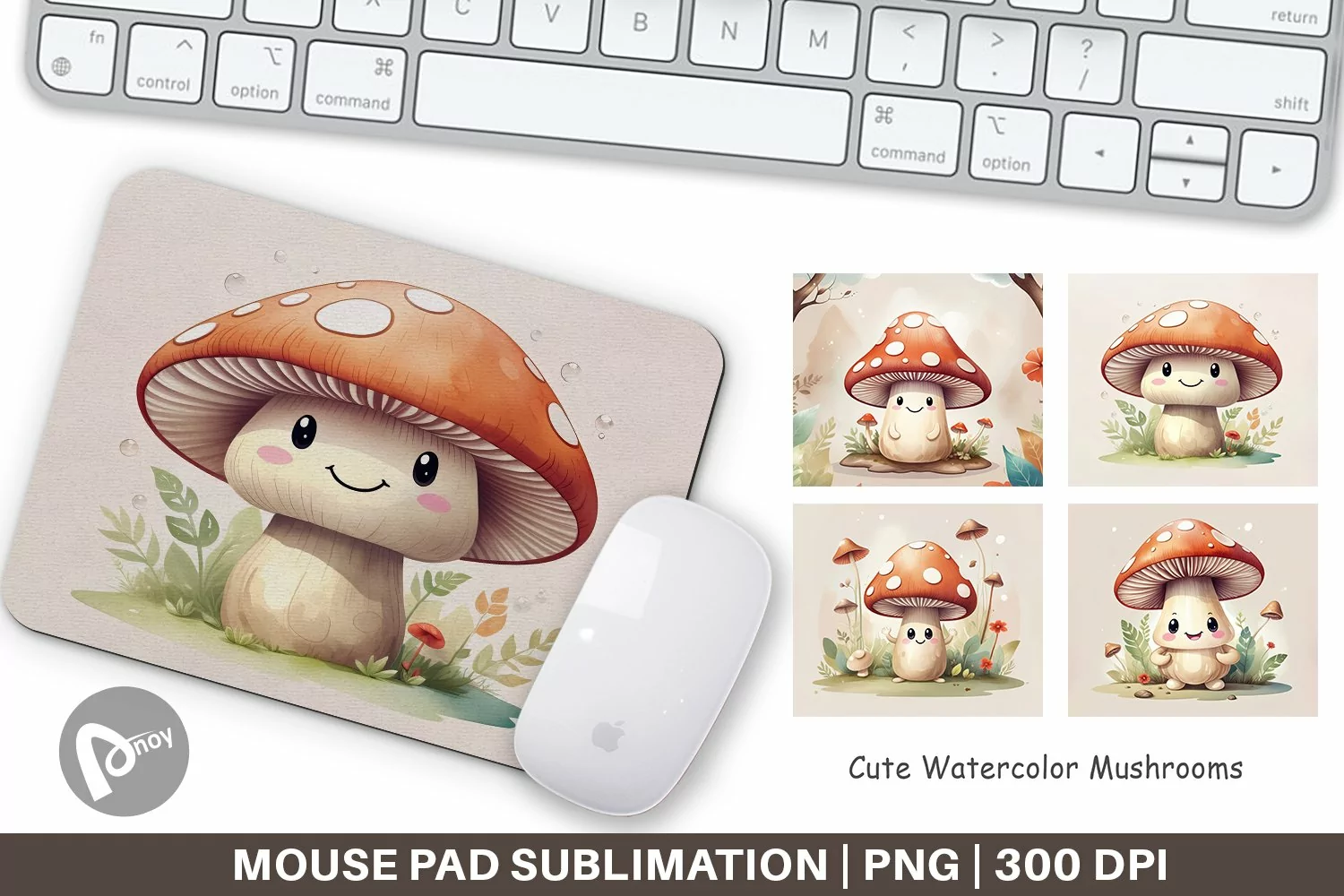 Mouse Pad Watercolor Mushrooms product image 1