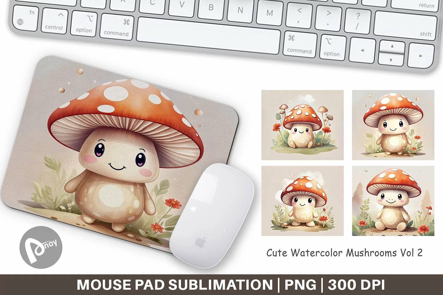 Mouse Pad Watercolor Mushrooms product image 1