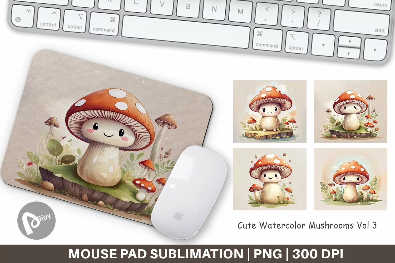 Mouse Pad Watercolor Mushrooms product image 1