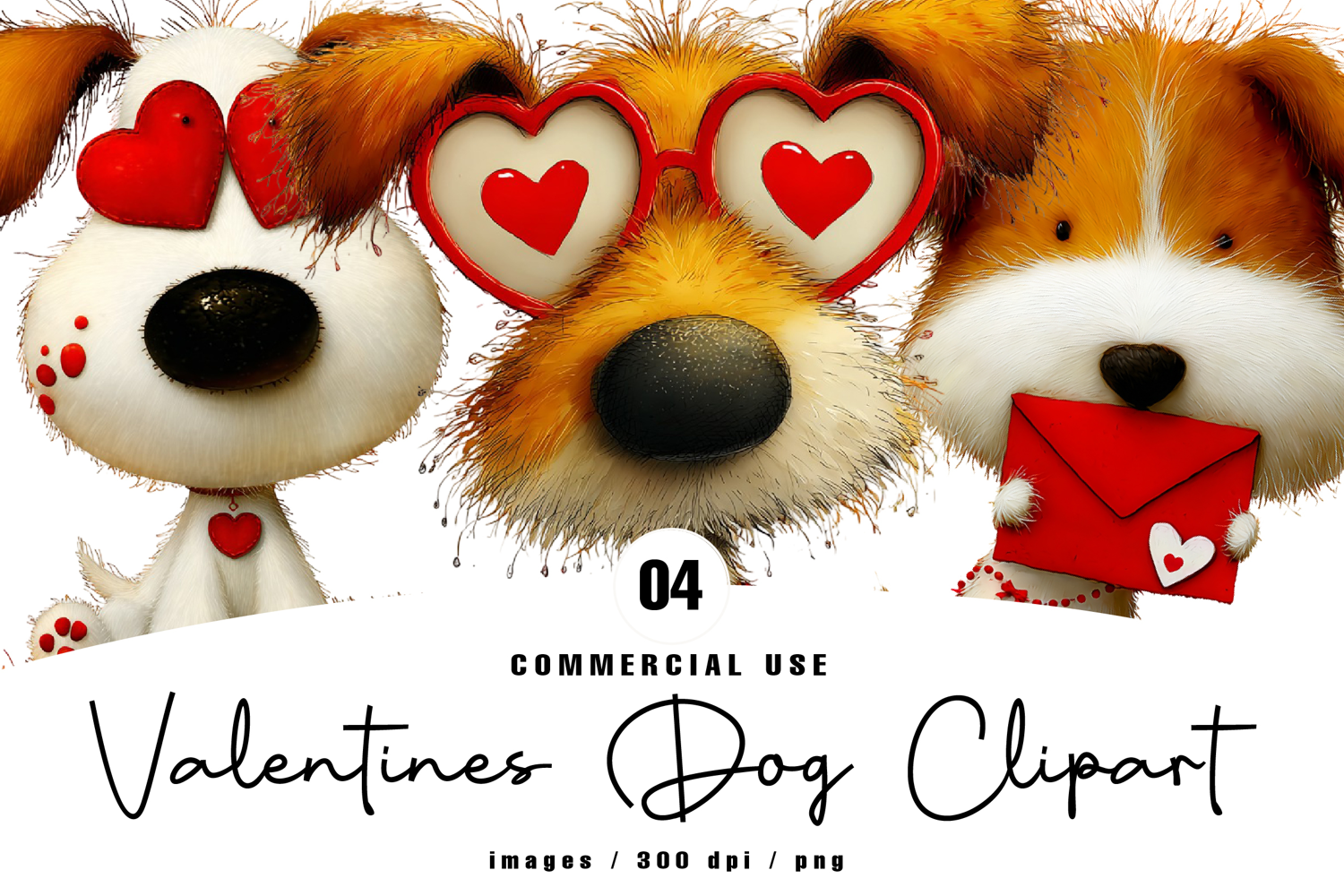 cute-watercolor valentines dog clipart product image 1