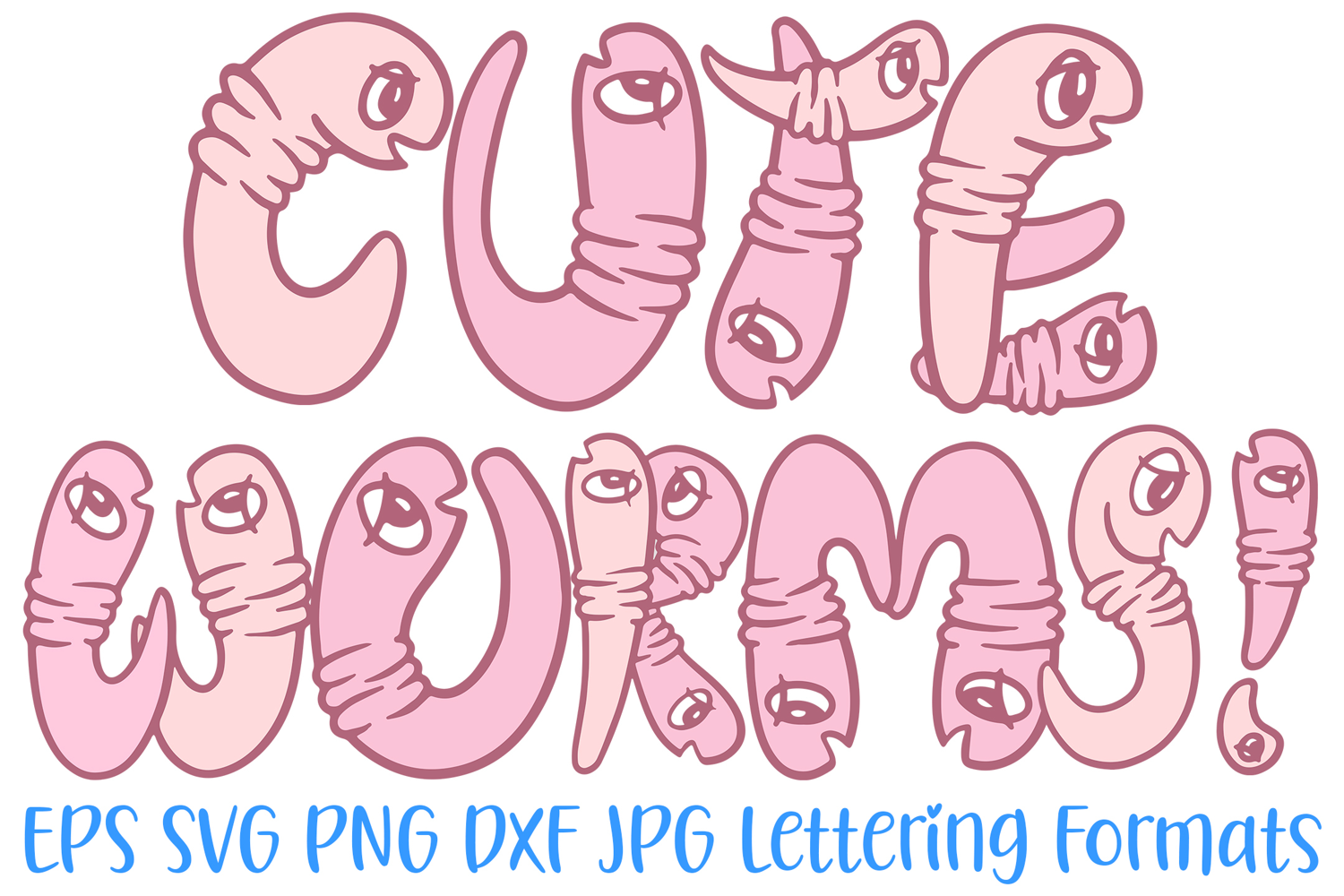 Cute Worms Font Hand Drawn Comic Snakes Lettering ABC PNG SVG Type by Squeeb Creative